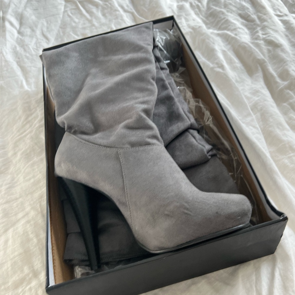 Michael Antonio Gray Suede Over-the-Knee Boots